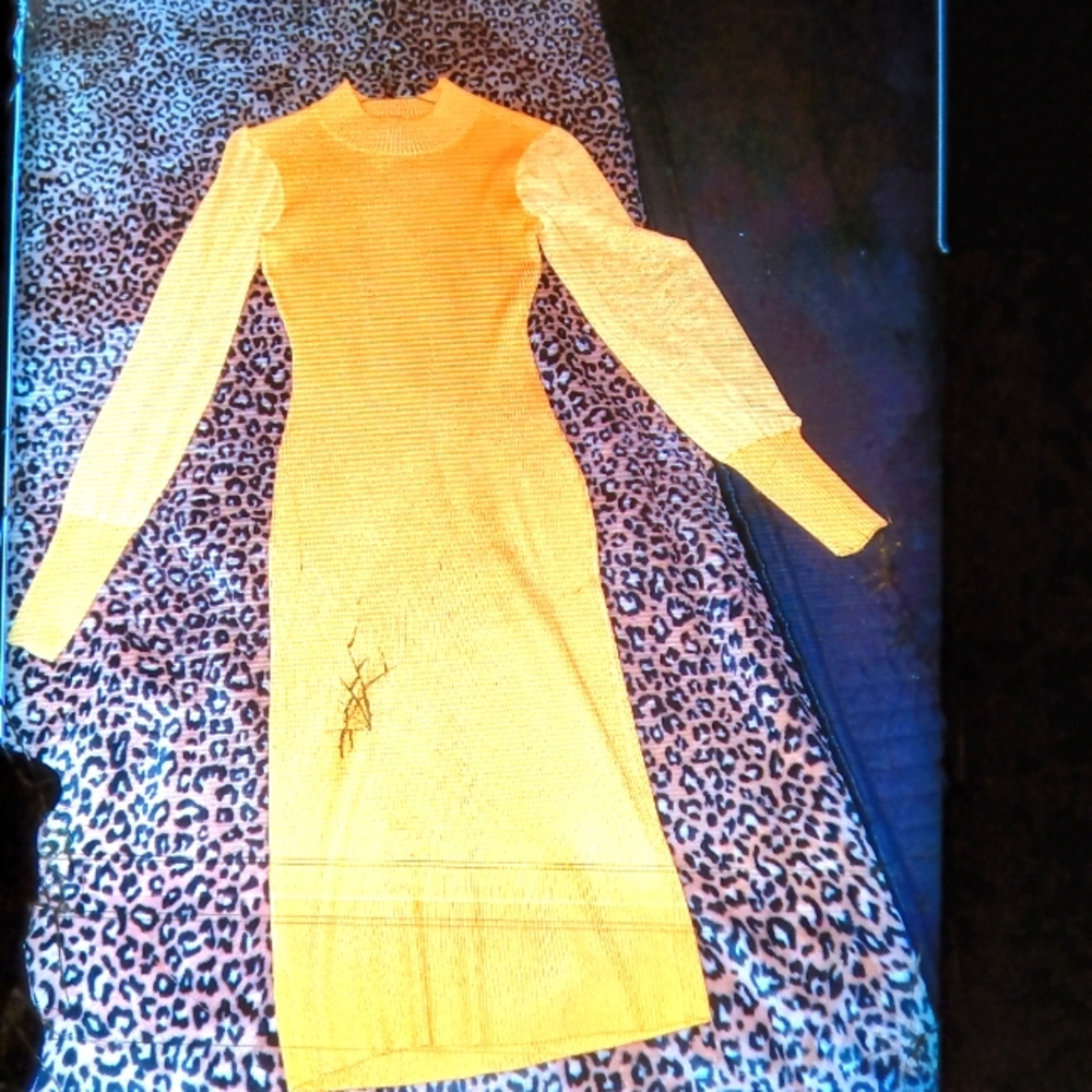 Dress size medium yellow with sheer sleeves